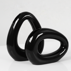 black ceramic oval vase with elegant droplet design for modern home decor