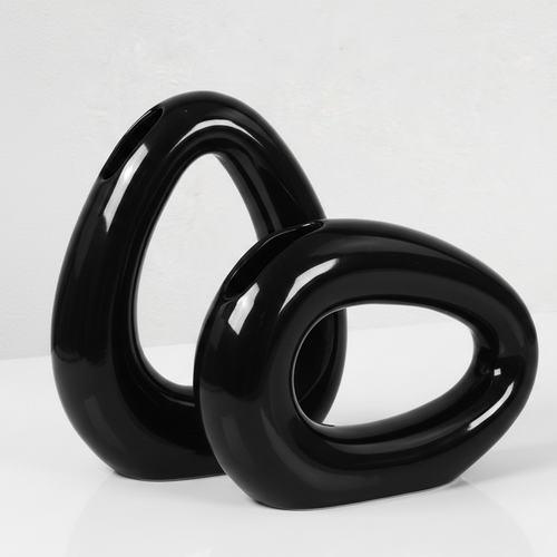 black ceramic oval vase with elegant droplet design for modern home decor