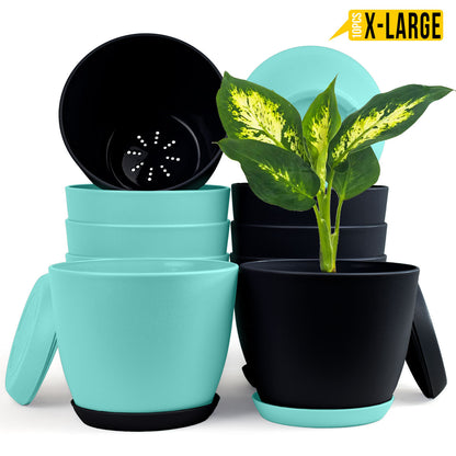 Fast Forward Extra Large Plant Pots with Drainage: Two Vibrant Colors, Ideal for Indoor Planters - Explore Multi-Packs for Plastic Planters, Cactus, and Succulents Pot Deco Fast Forward