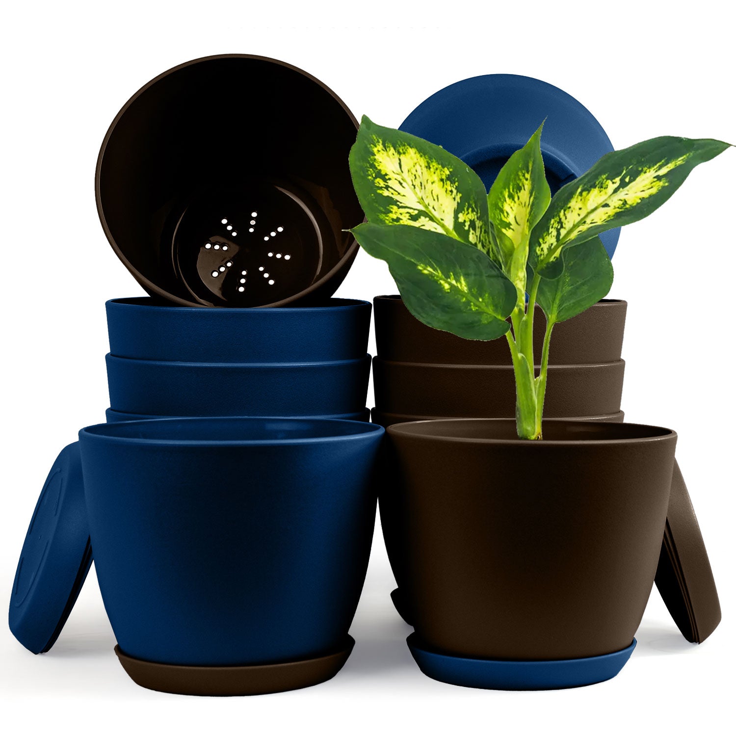 Elevate Your Space with Extra Large Plant Pots: Two Vibrant Colors, Drainage, Perfect for Indoor Planters - Explore Multi-Packs for Plastic Planters