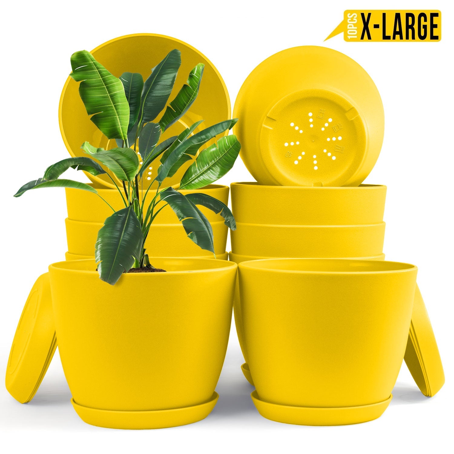 Extra Large Plant Pots for Indoor/Outdoor Use with Drainage. Available in Multi-Packs and Six Vibrant Colors
