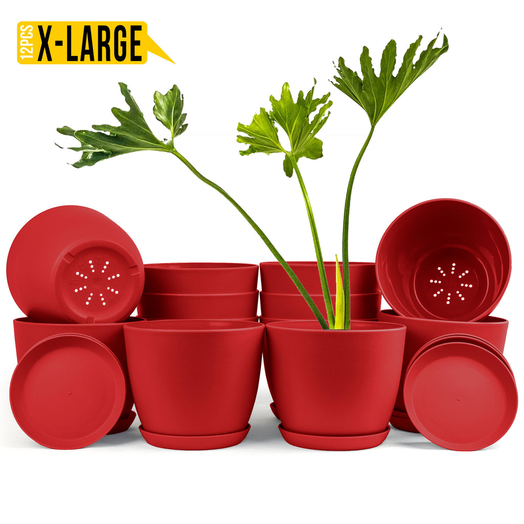 Extra Large Plant Pots for Indoor/Outdoor Use with Drainage. Available in Multi-Packs and Six Vibrant Colors