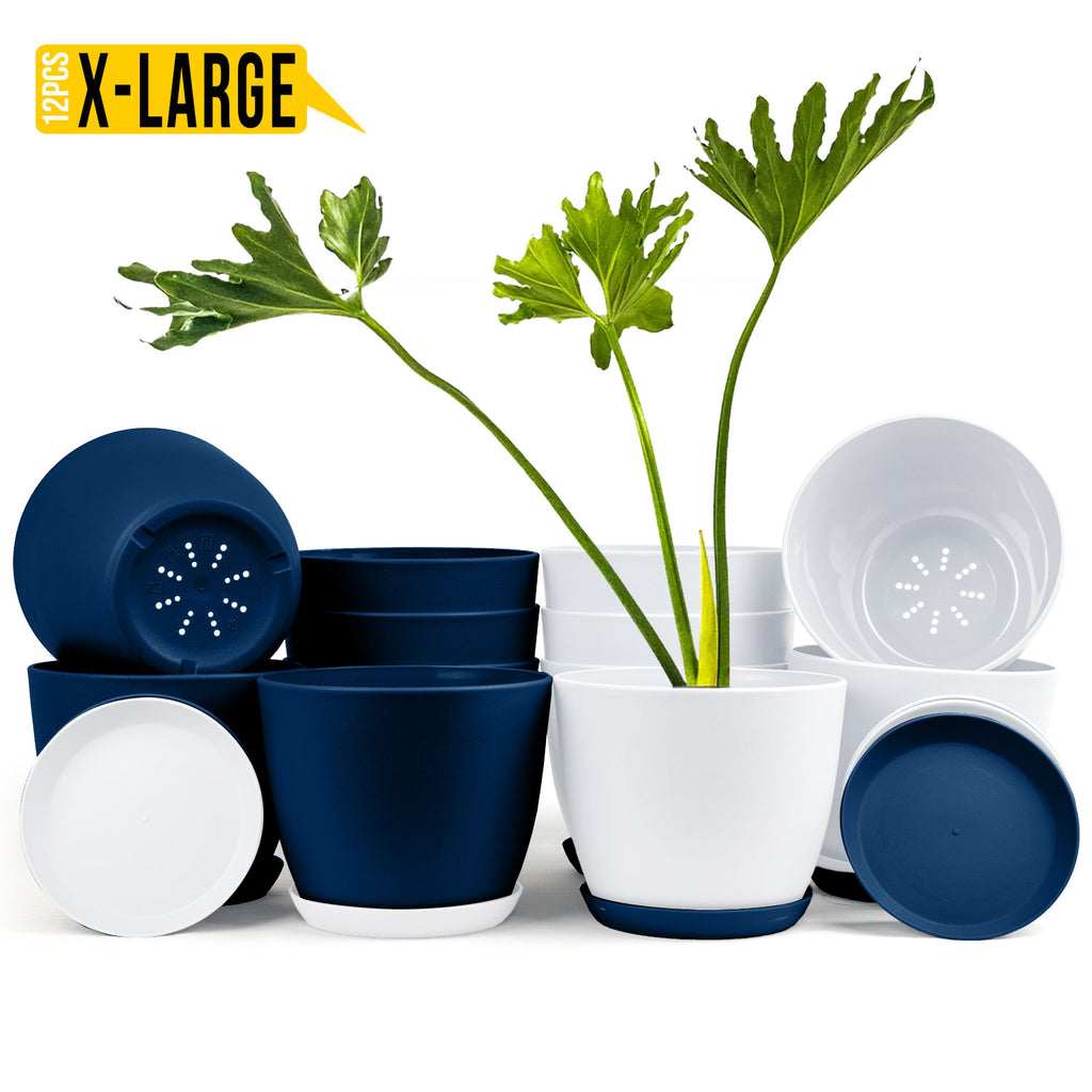 Extra Large Plant Pots with Drainage: Stylish Home Decor Flower Pots in Two Vibrant Colors - Ideal for Indoor Planters, Multi-Packs for Plastic Planters