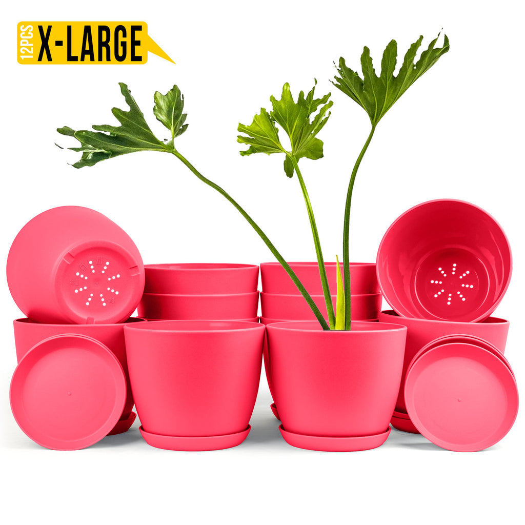 Extra Large Plant Pots for Indoor/Outdoor Use with Drainage. Available in Multi-Packs and Six Vibrant Colors