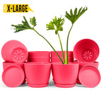 extra large plant pots with drainage trays indoor outdoor plastic planters multi color - home use display