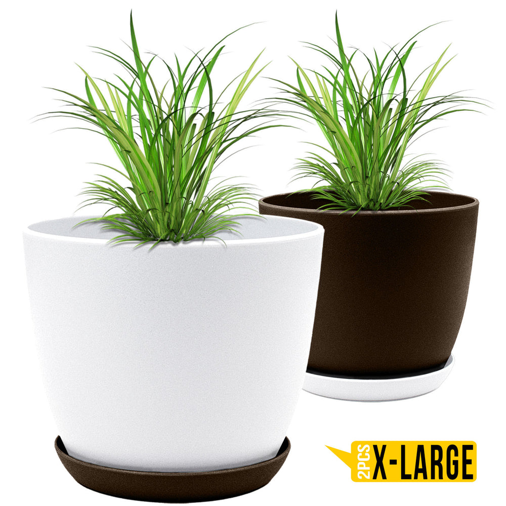 badgeElevate Your Space with Fast Forward Extra Large Plant Pots: Two Vibrant Colors, Drainage, Perfect for Indoor Planters - Explore Multi-Packs for Plastic Planters, Cactus, and Succulents Decor Fast Forward
