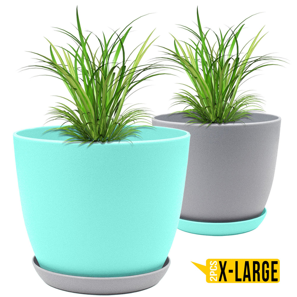 Revitalize Your Space with Fast Forward Extra Large Plant Pots: Two Vibrant Colors, Drainage, Ideal for Indoor Planters - Explore Multi-Packs for Plastic Planters, Cactus, and Succulents Decor Fast Forward