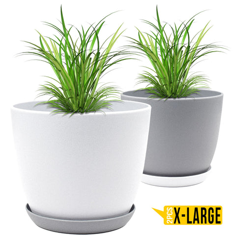 Revitalize Your Space with Fast Forward Extra Large Plant Pots: Two Vibrant Colors, Drainage, Ideal for Indoor Planters - Explore Multi-Packs for Plastic Planters, Cactus, and Succulents Decor Fast Forward