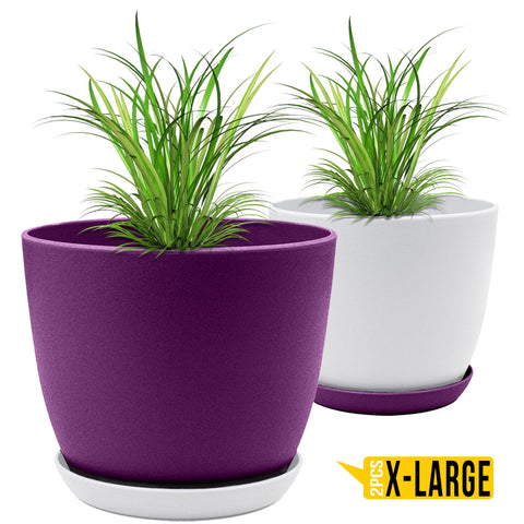 Fast Forward Extra Large Plant Pots with Drainage: Stylish Home Decor Flower Pots in Two Vibrant Colors - Ideal for Indoor Planters, Multi-Packs for Plastic Planters, Cactus, and Succulents