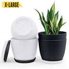black multi color extra large plant pots with drainage plastic planters - main product view