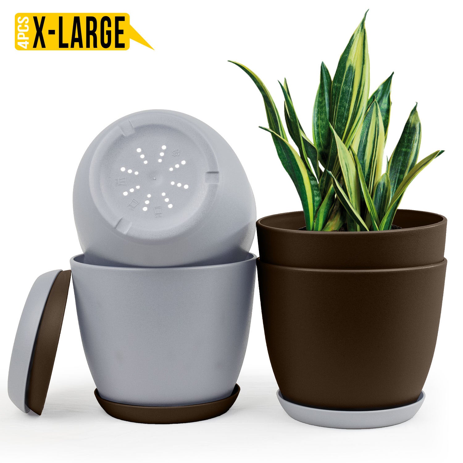 badgeElevate Your Space with Fast Forward Extra Large Plant Pots: Two Vibrant Colors, Drainage, Perfect for Indoor Planters - Explore Multi-Packs for Plastic Planters, Cactus, and Succulents Decor Fast Forward