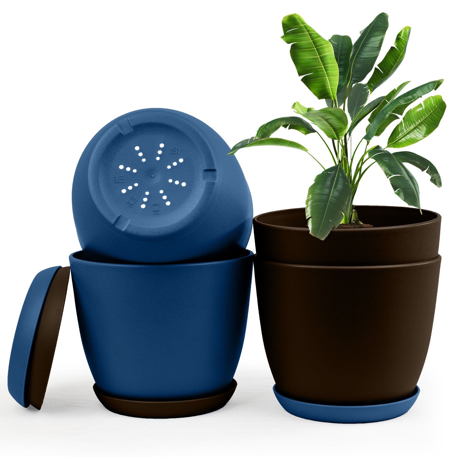 Elevate Your Space with Extra Large Plant Pots: Two Vibrant Colors, Drainage, Perfect for Indoor Planters - Explore Multi-Packs for Plastic Planters