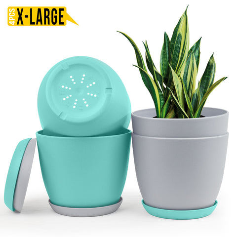 Revitalize Your Space with Fast Forward Extra Large Plant Pots: Two Vibrant Colors, Drainage, Ideal for Indoor Planters - Explore Multi-Packs for Plastic Planters, Cactus, and Succulents Decor Fast Forward