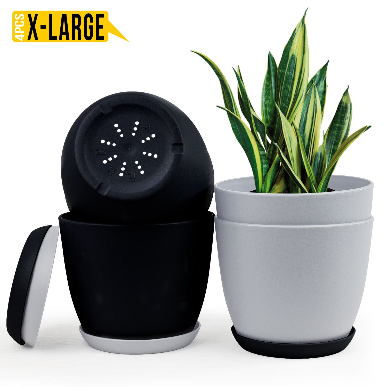 Revitalize Your Space with Fast Forward Extra Large Plant Pots: Two Vibrant Colors, Drainage, Ideal for Indoor Planters - Explore Multi-Packs for Plastic Planters, Cactus, and Succulents Decor Fast Forward