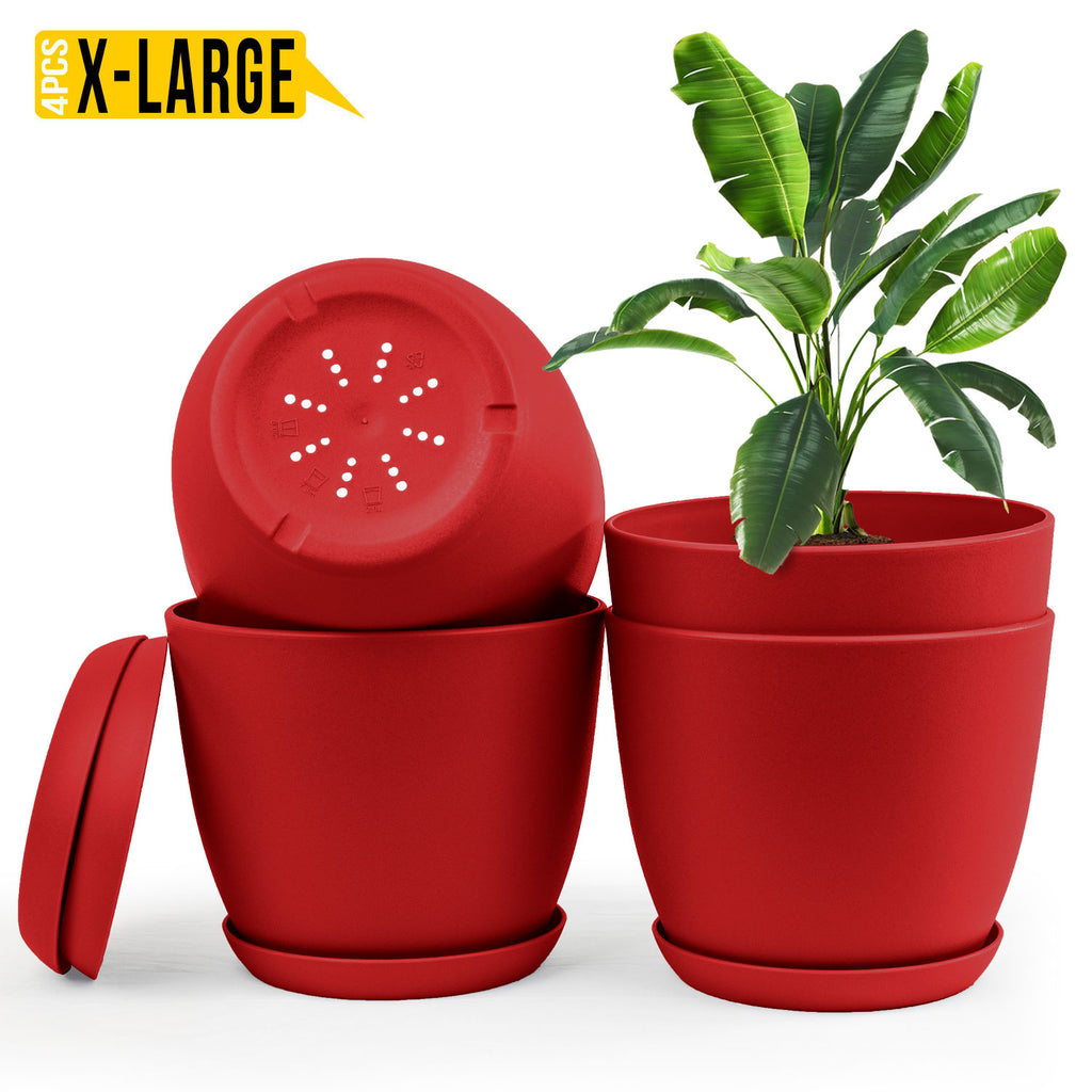 Extra Large Plant Pots for Indoor/Outdoor Use with Drainage. Available in Multi-Packs and Six Vibrant Colors