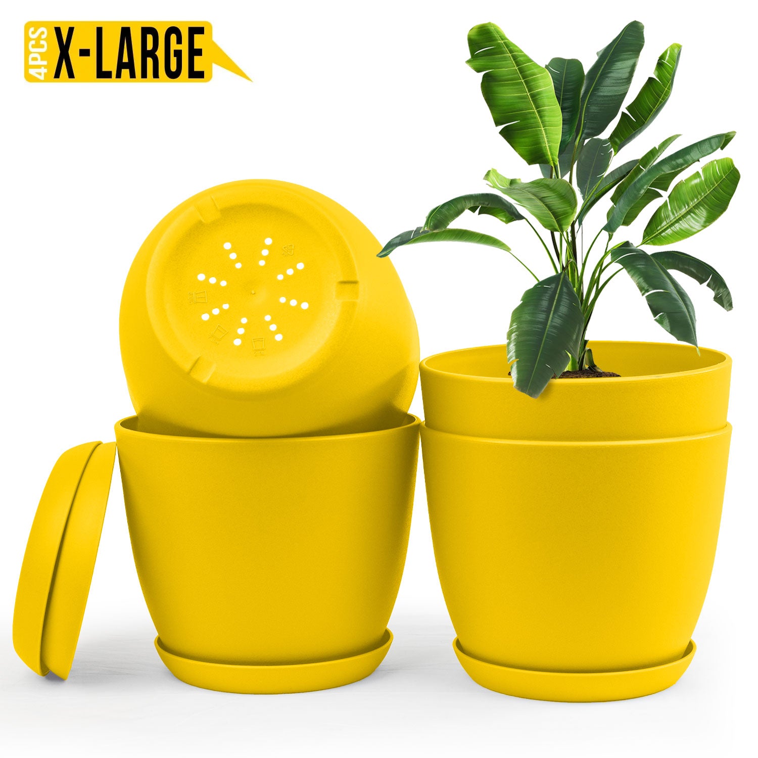 Extra Large Plant Pots for Indoor/Outdoor Use with Drainage. Available in Multi-Packs and Six Vibrant Colors