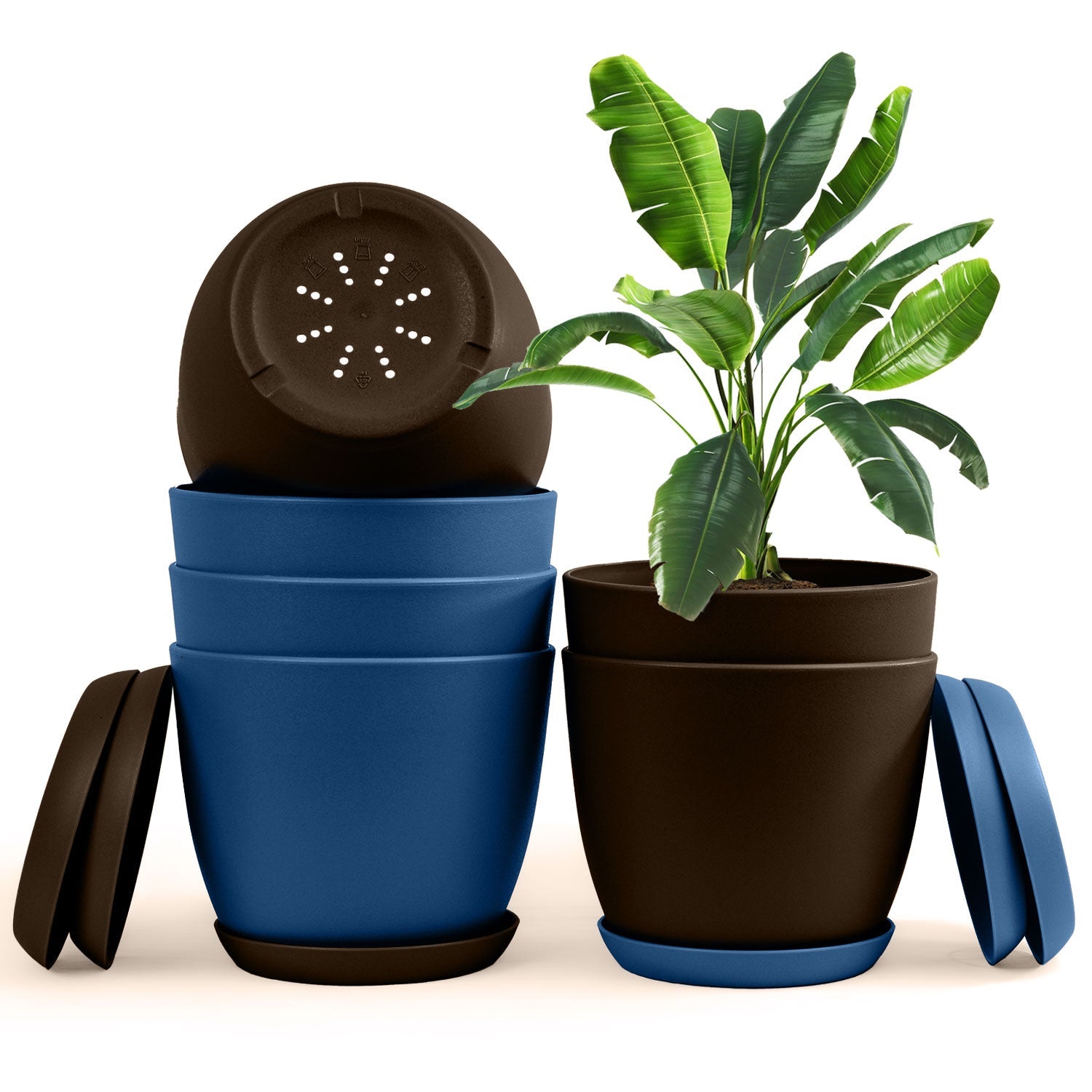 Elevate Your Space with Extra Large Plant Pots: Two Vibrant Colors, Drainage, Perfect for Indoor Planters - Explore Multi-Packs for Plastic Planters