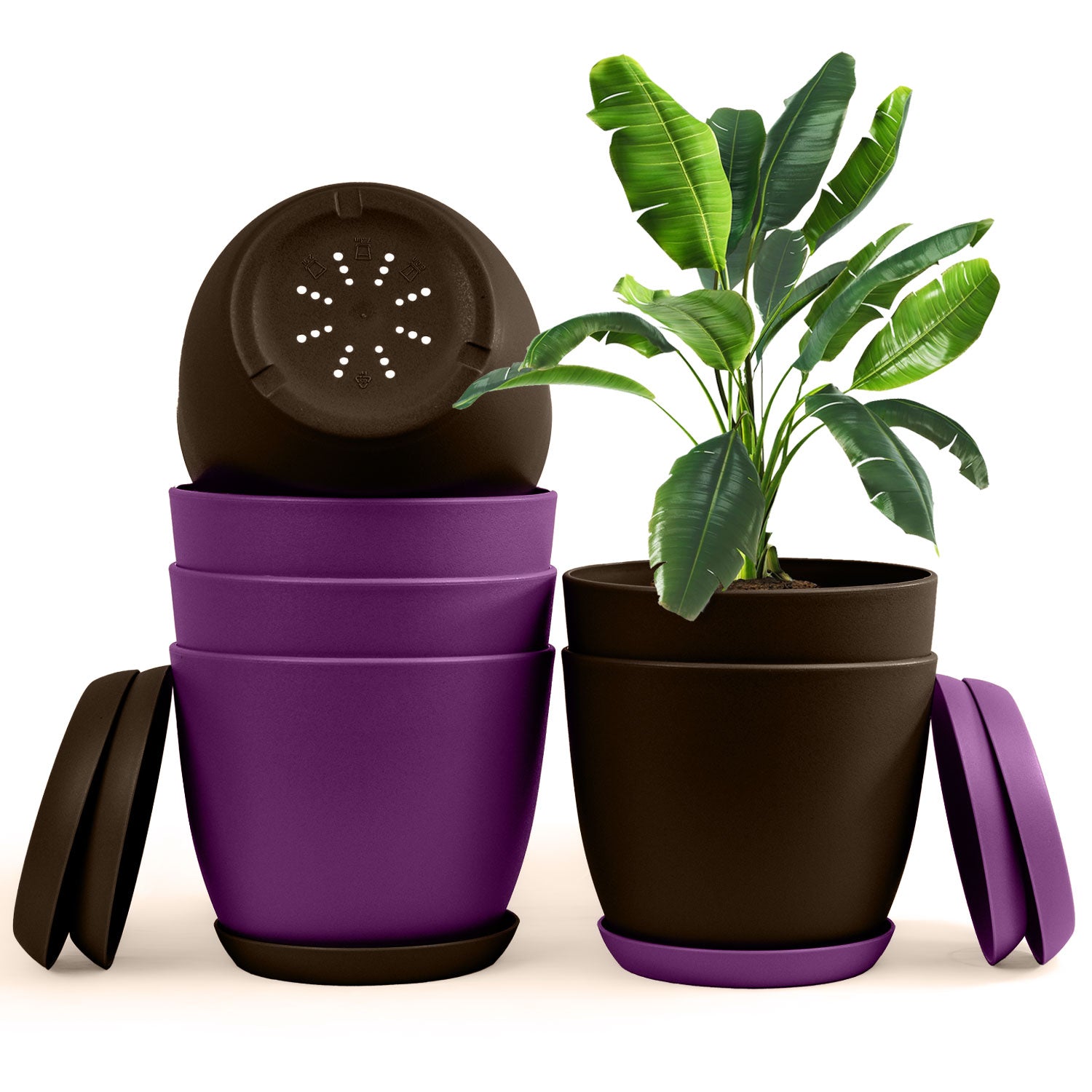 Elevate Your Space with Extra Large Plant Pots: Two Vibrant Colors, Drainage, Perfect for Indoor Planters - Explore Multi-Packs for Plastic Planters