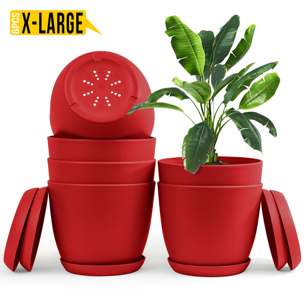 Extra Large Plant Pots for Indoor/Outdoor Use with Drainage. Available in Multi-Packs and Six Vibrant Colors