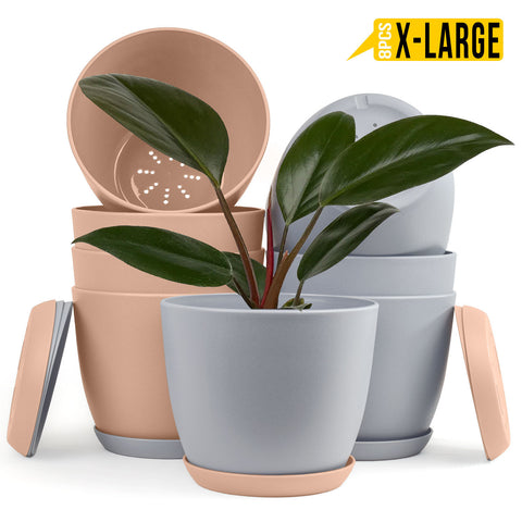 Revitalize Your Space with Fast Forward Extra Large Plant Pots: Two Vibrant Colors, Drainage, Ideal for Indoor Planters - Explore Multi-Packs for Plastic Planters, Cactus, and Succulents Decor Fast Forward