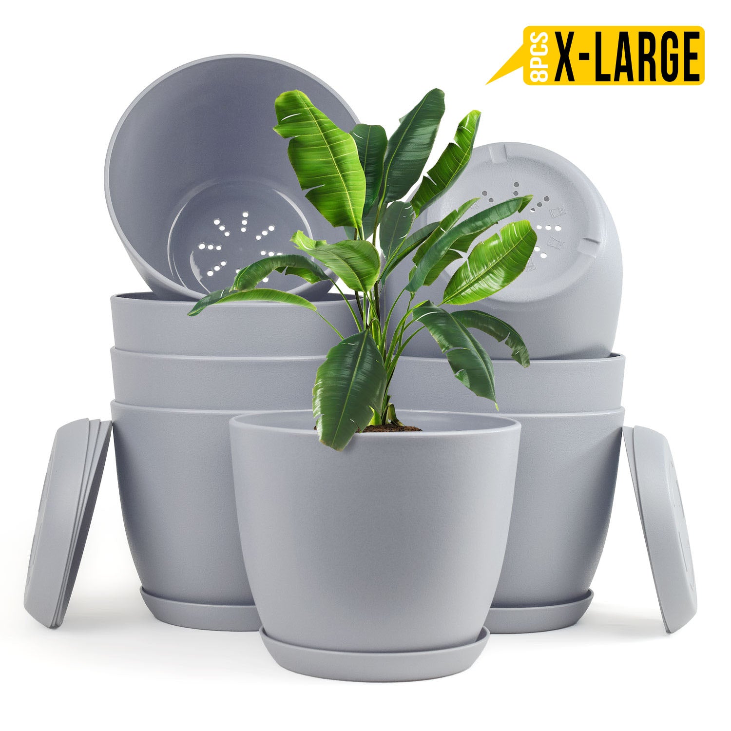 Enhance Your Space with Fast Forward Extra Large Plant Pots – Perfect Home Decor for Indoor and Outdoor Planters with Drainage - Explore Multi-Packs of Plastic Planters for Cactus and Succulents in Six Vibrant Colors Fast Forward