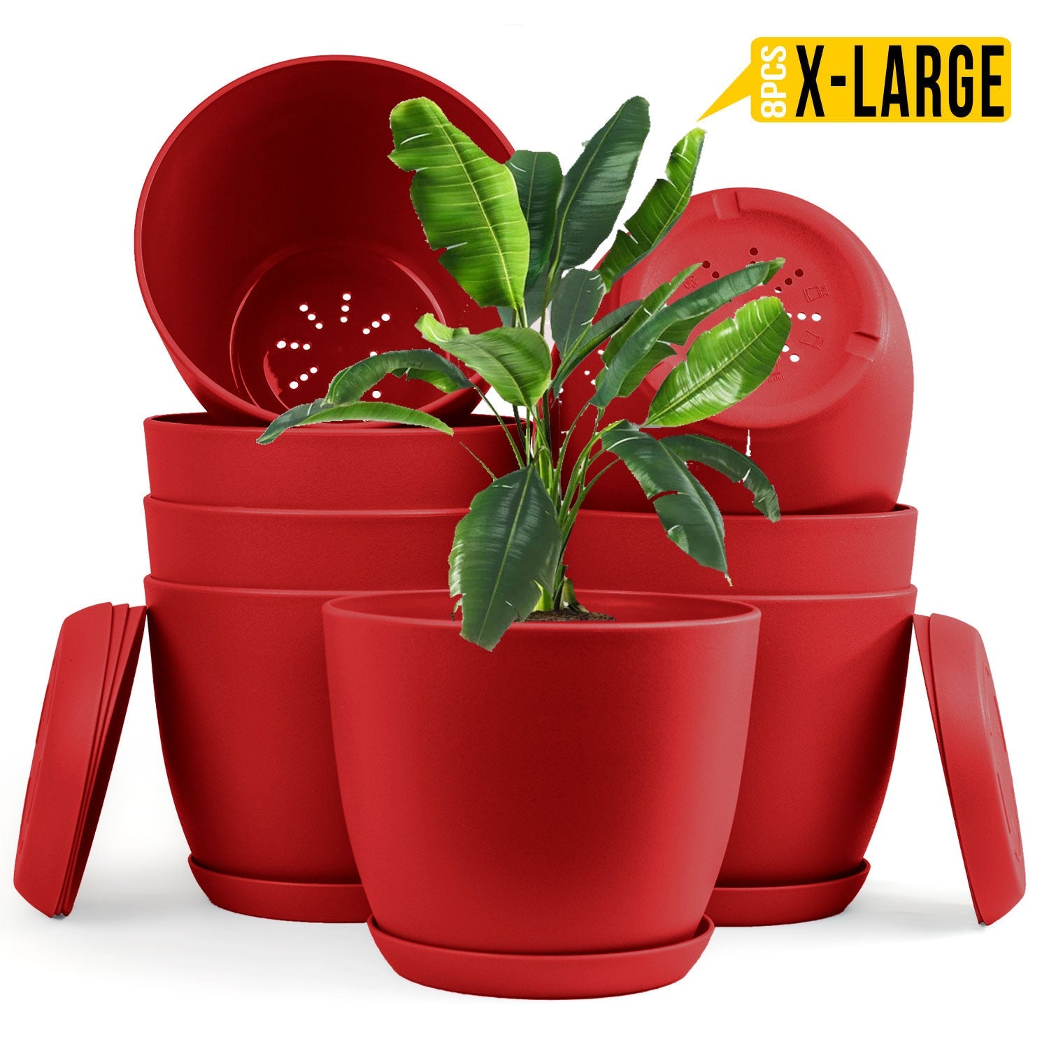 Extra Large Plant Pots for Indoor/Outdoor Use with Drainage. Available in Multi-Packs and Six Vibrant Colors