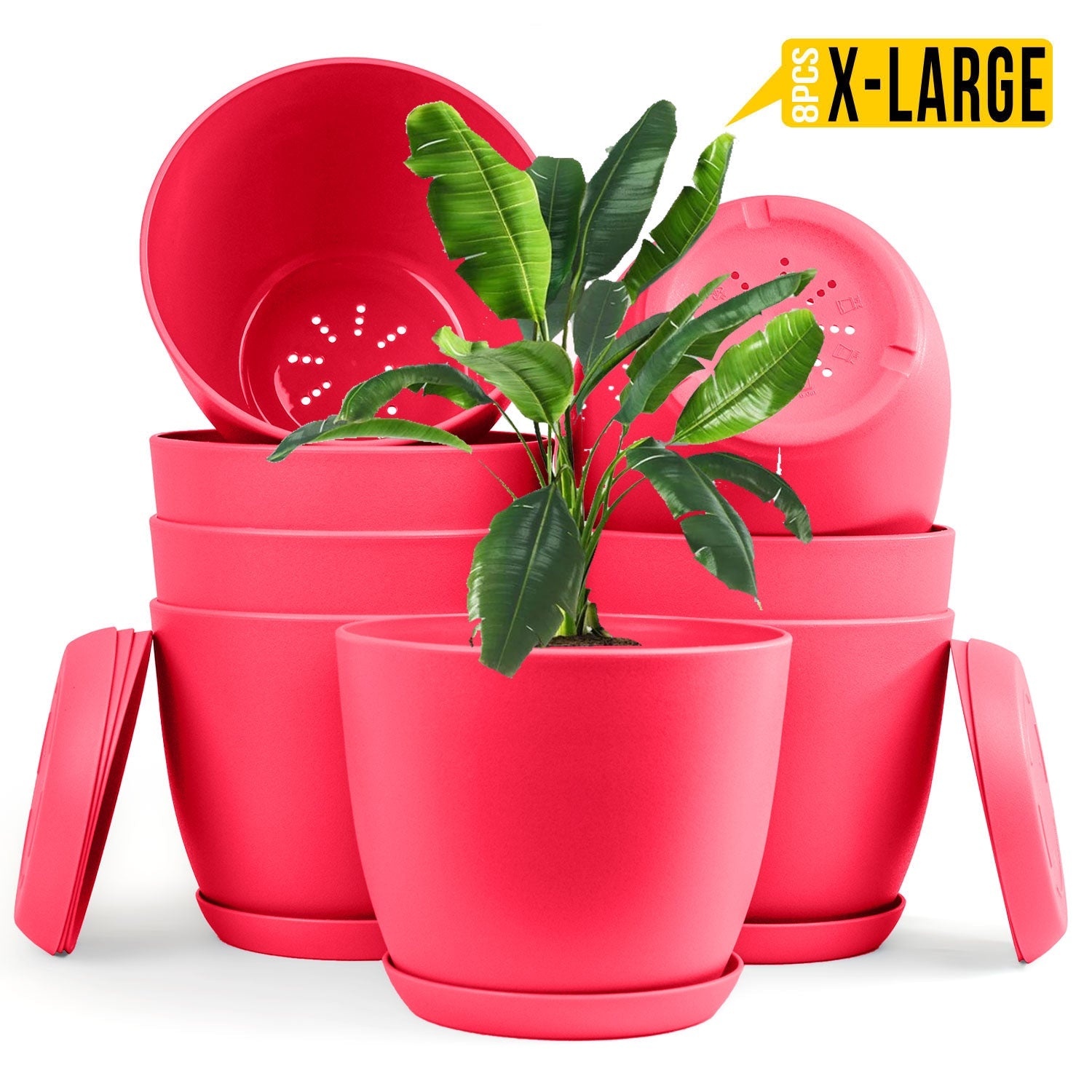 Extra Large Plant Pots for Indoor/Outdoor Use with Drainage. Available in Multi-Packs and Six Vibrant Colors