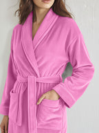 Premium Women's Plush Long Bathrobe - Soft Warm Fleece Robe with Shawl Collar for Spa & Home