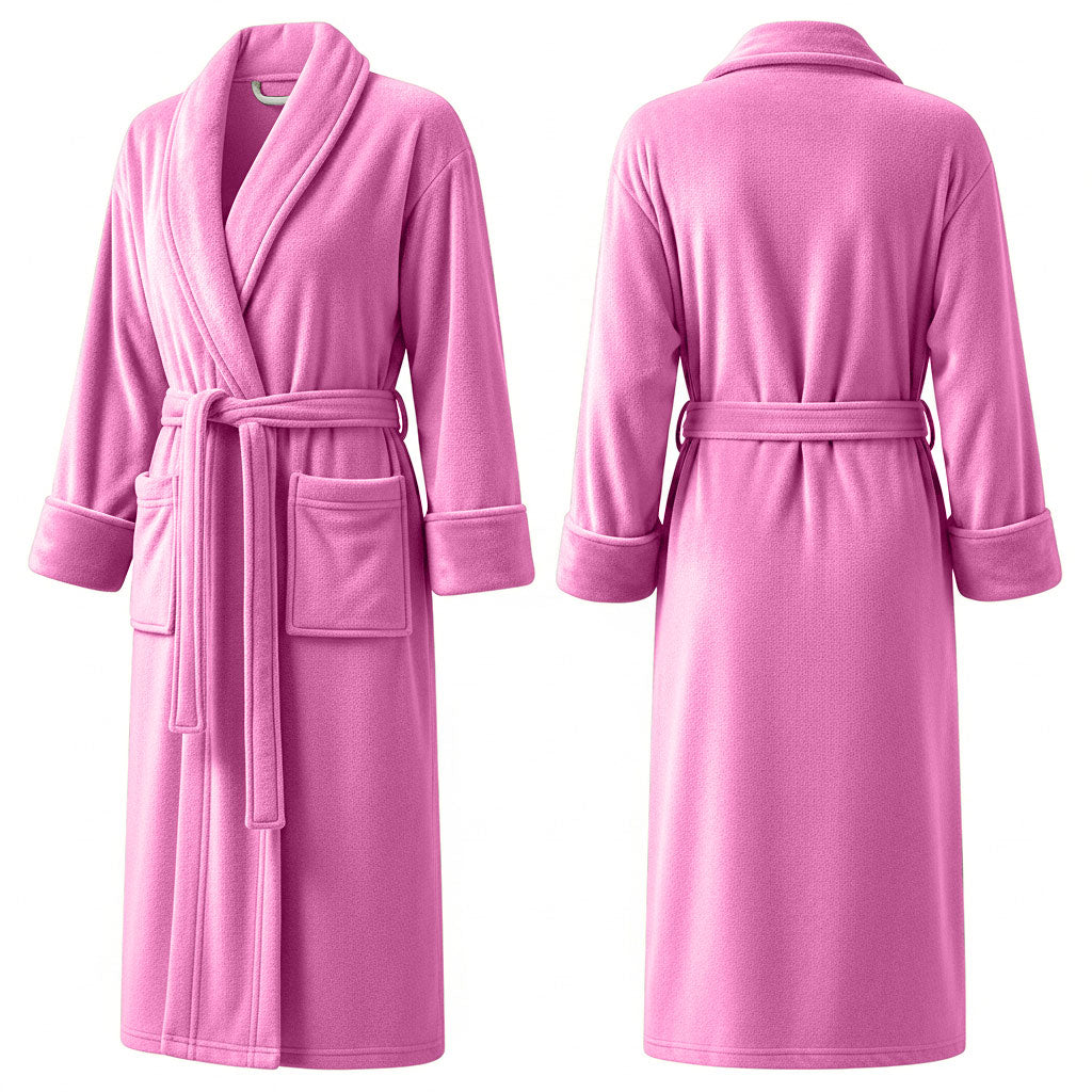 Premium Women's Plush Long Bathrobe - Soft Warm Fleece Robe with Shawl Collar for Spa & Home