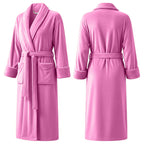 Premium Women's Plush Long Bathrobe - Soft Warm Fleece Robe with Shawl Collar for Spa & Home
