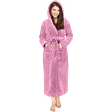 Bathrobes For Women Fleece Hooded Dressing Gown Super Soft Cozy Hooded Plush Loungewear