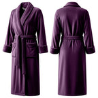 Premium Women's Plush Long Bathrobe - Soft Warm Fleece Robe with Shawl Collar for Spa & Home