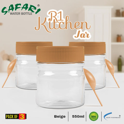 Safari Mini Container 3 Set + 3 Spoons, R1 Kitchen Jar 550ml