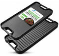 Pre-Seasoned Cast Iron Reversible Grill & Griddle Pan 12 x 7 Inch, Even Heat Pan for Steak, BBQ, Roti, Dosa & Breakfast