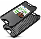 Pre-Seasoned Cast Iron Reversible Grill & Griddle Pan 12 x 7 Inch, Even Heat Pan for Steak, BBQ, Roti, Dosa & Breakfast