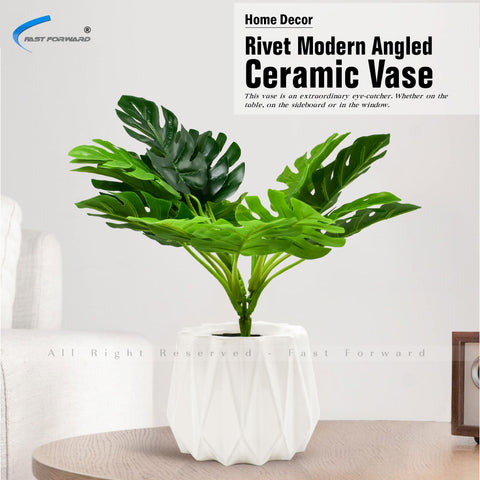 Fast Forward Rivet Modern Angled Shaped Ceramic Vases 