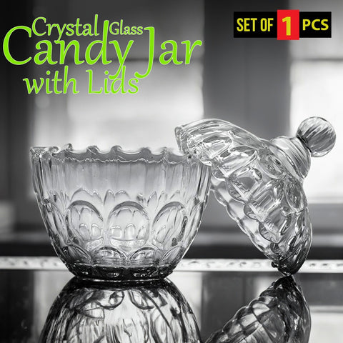 Elegant Crystal Glass Jar with Lid: Extraordinary Large Candy Jar for Decorative Luxe Display