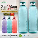 Safari Zam Zam 2 Water Bottle Attractive Two-Color Shades Cap - Value Pack of 2, 1200ml