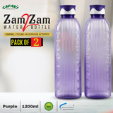 Safari Zam Zam 2 Water Bottle Attractive Two-Color Shades Cap - Value Pack of 2, 1200ml