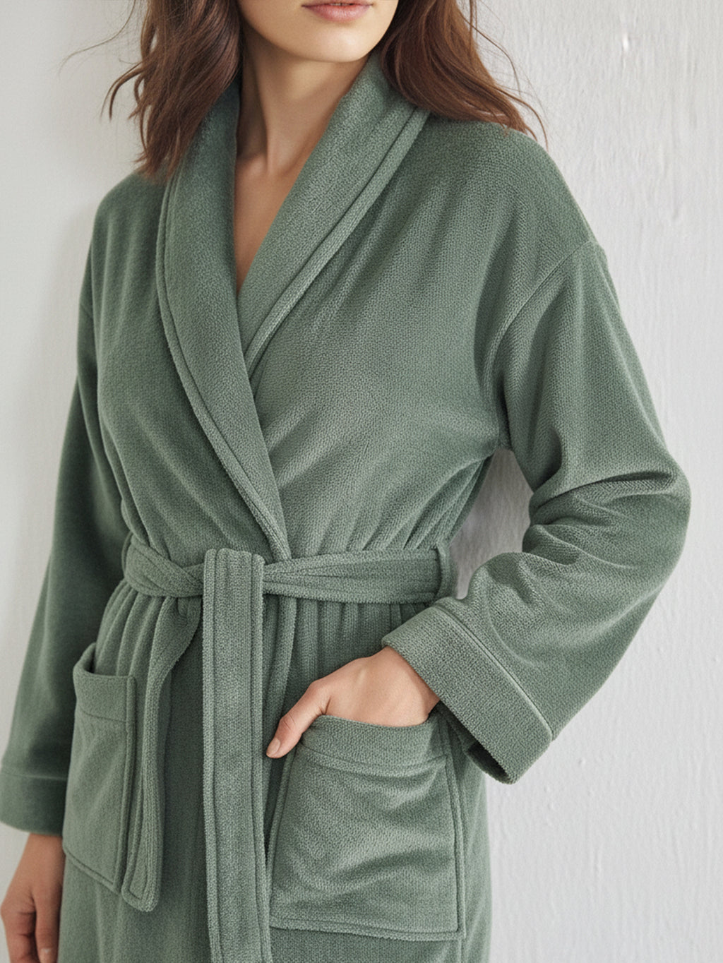 Premium Women's Plush Long Bathrobe - Soft Warm Fleece Robe with Shawl Collar for Spa & Home