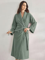 Premium Women's Plush Long Bathrobe - Soft Warm Fleece Robe with Shawl Collar for Spa & Home