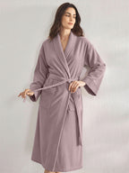 Premium Women's Plush Long Bathrobe - Soft Warm Fleece Robe with Shawl Collar for Spa & Home