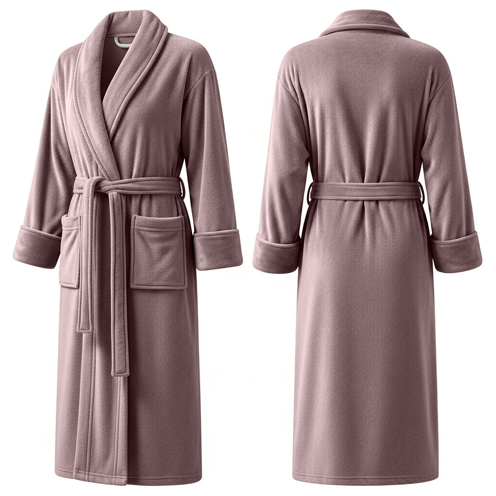 Premium Women's Plush Long Bathrobe - Soft Warm Fleece Robe with Shawl Collar for Spa & Home