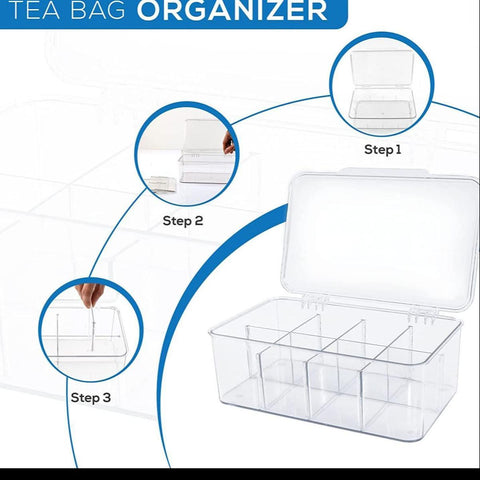 Tea Bag Organizer Stackable with Clear Top Lid Kitchen Cabinets Pantry