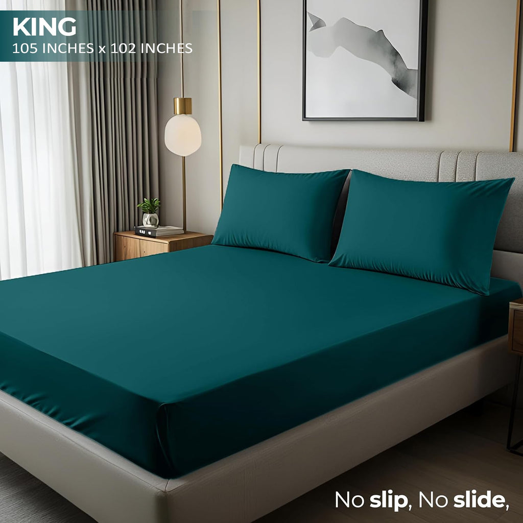 3 piece microfiber bed sheet set with flat sheet and pillowcases - main product view