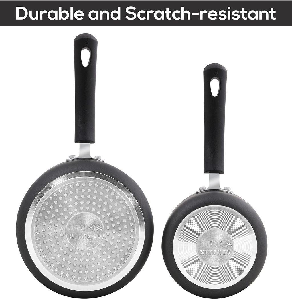 Utopia Kitchen Nonstick Saucepan Set with Lid - 1 Quart and 2 Quart Multipurpose Pots Set Use for Home Kitchen or Restaurant Utopia