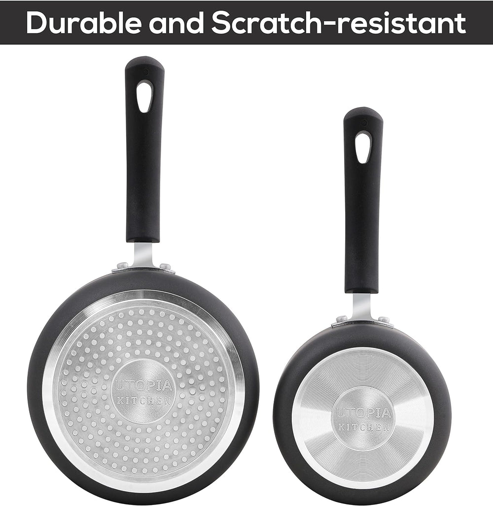 Utopia Kitchen Nonstick Saucepan Set with Lid - 1 Quart and 2 Quart Multipurpose Pots Set Use for Home Kitchen or Restaurant Utopia