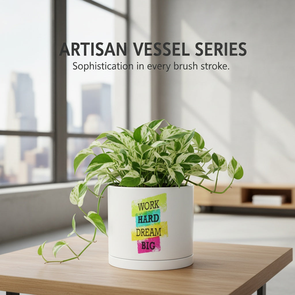 Modern Art Planter Pots with Drainage & Saucer 6-Inch – Custom Trendy Designs