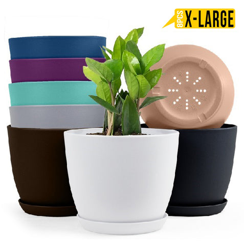 Fast Forward Extra Large Plant Pots Multi Colors with Drainage, Perfect for Indoor Planters