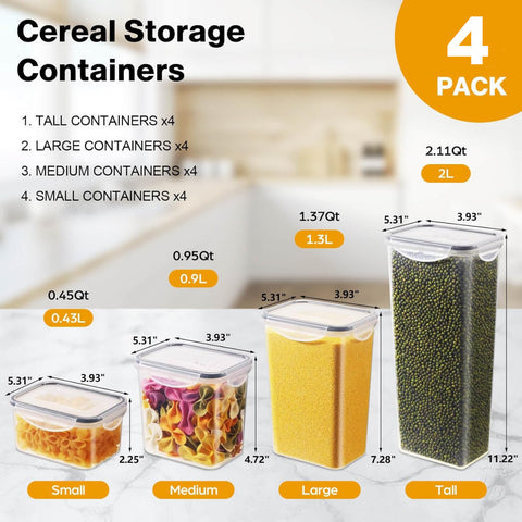 Airtight Food Storage Containers – BPA-Free Plastic Containers with Lids for Kitchen & Pantry Organization, Ideal for Dry Food, Cereal, Pasta, Flour & Sugar